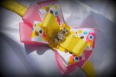 Arco amarelo e rosa corujinha