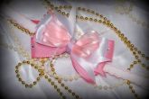 Tiara elástico rosa com voil