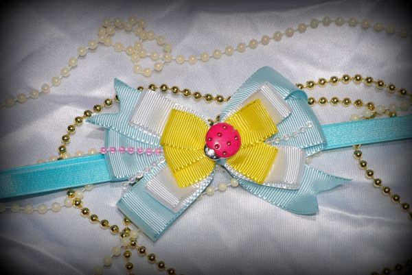 Tiara elastica azul joaninha